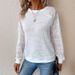 2025 New Solid Color Lace Long-sleeved Hollow Round Neck Casual Women's T-shirt Top_ecoleips.com