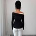 European American Cross-border 2026 Fall/Winter New Style Color-blocked Off-shoulder Top With Irregular Ruffle_ecoleips.com