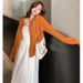 Autumn New Korean Fashion Mid-Length Maternity Dress + Knitted Cardigan Two-Piece Set For Pregnant Women_ecoleips.com