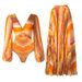 Women's Long Sleeve V-Neck One-Piece Swimsuit - Floral Printed Swimwear For Beach Holiday_ecoleips.com