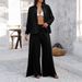Women's Clothing Spring And Summer Leisure Vacation Style Solid Color Shirt Wide Leg Trousers Suit_ecoleips.com