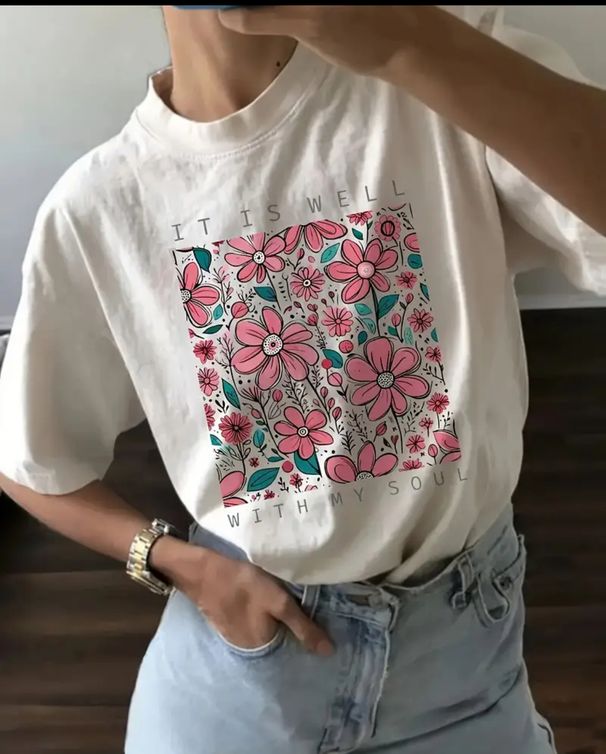 Factory Direct Sales Short Sleeve 200g Heavyweight Printed Pure Cotton Round Neck Loose T-Shirt In Stock_ecoleips.com