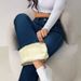 Aria Basics 2025 Fall/Winter New Cross-Border European And American Retro Women's Clothing, Fleece-Lined Blue Stretch Flared Casual_ecoleips.com