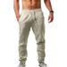Summer Men's Hip Hop Loose Casual Sports Pants Breathable Cotton Linen Blend Fashionable Streetwear for European And American Styles_ecoleips.com