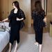 【Woodpecker】Fashion Black Sunscreen Cardigan For Women 2025 Summer New Elegant Strap Dress Two-Piece Set_ecoleips.com