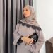 Voya Muslim Women's Long Sleeved Lace Patchwork Oversized Loose And Dignified Dress+headscarf Two-piece Set_ecoleips.com