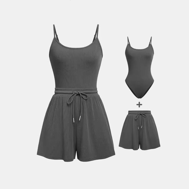 Women's Clothing Camisole Jumpsuit Waist Wide Leg Shorts Casual Two Piece Suit_ecoleips.com
