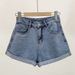 2025s New Trendy INS Denim Shorts For Women Summer Loose High Waist Korean Style A-Line Wide Leg Slimming Versatile Rolled Hem_ecoleips.com
