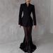 Women's Clothing Long Sleeve Satin Top Suit Loose Stretch Yarn Mesh Skirt Two-piece Set_ecoleips.com