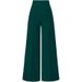 Retro High-Waisted Wide Leg Pants - Flowy Polyester Pants With Pockets For Casual & Office Wear (Black/Grey/Taupe/Green/Pink/Blue, S-XXL)_ecoleips.com