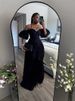Women's Clothing New Halter Neck Wrap Chest Low Cut Pleated Splicing Lantern Sleeve Irregular Dress_ecoleips.com