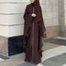 Women's Clothing Middle Eastern Arabian Elegant Arabian V-Neck Kaftan With White Trim & Batwing Sleeves – Modest Long Dress (S-XL, 2 Classic Colors)_ecoleips.com