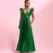 Women's Backless Long Dress With Pleats And Tie Up Details High Waist Side Zipper Full Skirt Party Dress_ecoleips.com