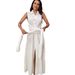 Women's Clothing Summer New Two Piece Long Skirt V Neck Sleeveless Solid Color Waist Dress_ecoleips.com