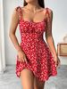A-line High-waisted European And American Style Women's Summer Dress, Cross-border Floral Print Overlay With A High-end_ecoleips.com