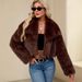 Women’s Faux Fur Collar Jacket – Short Plush Coat With Stand-Up Lapel | Luxe & Warm (S-XXXL)_ecoleips.com
