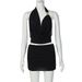 Women's Street Style Patchwork Mesh Top And Mini Skirt Set Sexy Deep V Hollowed Out Design Slim Fit See Through Hip Hugging_ecoleips.com