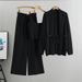 K Loose Casual Fashion Set, Women's Knitted Cardigan Jacket, Camisole, Wide Leg Pants, Three Piece Set_ecoleips.com