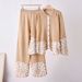 Floral Jacquard Knit Two Piece Set plus Size Loose Fitting Lapel Long Sleeved Top And Wide Leg Pants for Women_ecoleips.com