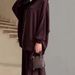 2025 Women's New Solid Color Intellectual Casual Loose Zipper Sleeve Long Dress Set_ecoleips.com