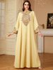 Fashion Elegant Beaded Handmade Beaded Long Skirt Light Luxury Heavy Work Abaya Women's Robe Musilin New_ecoleips.com