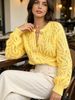 French Openwork Textured Cardigan Knit Top_ecoleips.com