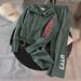 Women's Clothing Green Casual Sports Suit For Women Autumn Trendy Loose Hooded Sweatshirt Wide Leg Pants Two Piece Suit_ecoleips.com