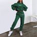 Women's Fleece-Lined Hoodie And Jogger Set Casual Lounge Wear Letter Print Lavender Camel Navy S to XXXL_ecoleips.com