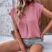 Women's Clothing Solid Color Twist Button Fashion Short Sleeve T-Shirt_ecoleips.com