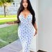 Floral Print Camisole U-Neck Sleeveless Backless Dress for Women Elegant Summer Fashion European American Style_ecoleips.com