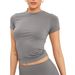 Spring And Summer Women's Solid Color Fitted Short-Sleeved T-Shirt Style Basic Base Top For Women_ecoleips.com