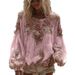 Women's 3D Digital Print Round Neck Retro Bohemian Top Fashionable Casual Style_ecoleips.com