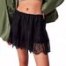 High-Waisted Lace Midi Skirt Women's Ballet Inspired Basic Solid Color Slimming Irregular Hem_ecoleips.com