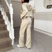 Y2K Aesthetic Women's Hoodie & Jogger Pants Set - Oversized Streetwear Loungewear (Khaki, S-XL) | Soft Polyester Spandex Blend_ecoleips.com