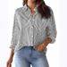 Women's Clothing Button Down Shirt Striped Classic Long Sleeved Collared Office Work Shirt Top_ecoleips.com
