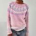 Trendy Color-Block Knit Sweater For Women - Breathable & Comfortable Round Neck Pullover (S-5XL) - Geometric 3D Jacquard Design_ecoleips.com