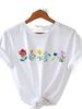 European And American Cross-border Foreign Trade Women's Floral Plant Print Round-neck Short-sleeve T-shirt Top_ecoleips.com