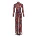Women's Clothing Fashion Slimming Long Top Spring New Print Waist High Slit Round Neck_ecoleips.com