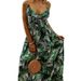 Boho Printed Maxi Dress Women V Neck Sleeveless Spaghetti Strap Casual Vacation Dress_ecoleips.com