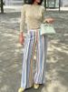 HH Fashion Colorful Striped Pants For Women Sweet Multicolor Wide Leg Long Trousers Spring Autumn Female Cusual Straight Jeans_ecoleips.com