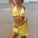 Women's Sexy Three Piece Bikini Swimsuit Set Ruffled Two Piece Export Quality Polyester Swimwear_ecoleips.com