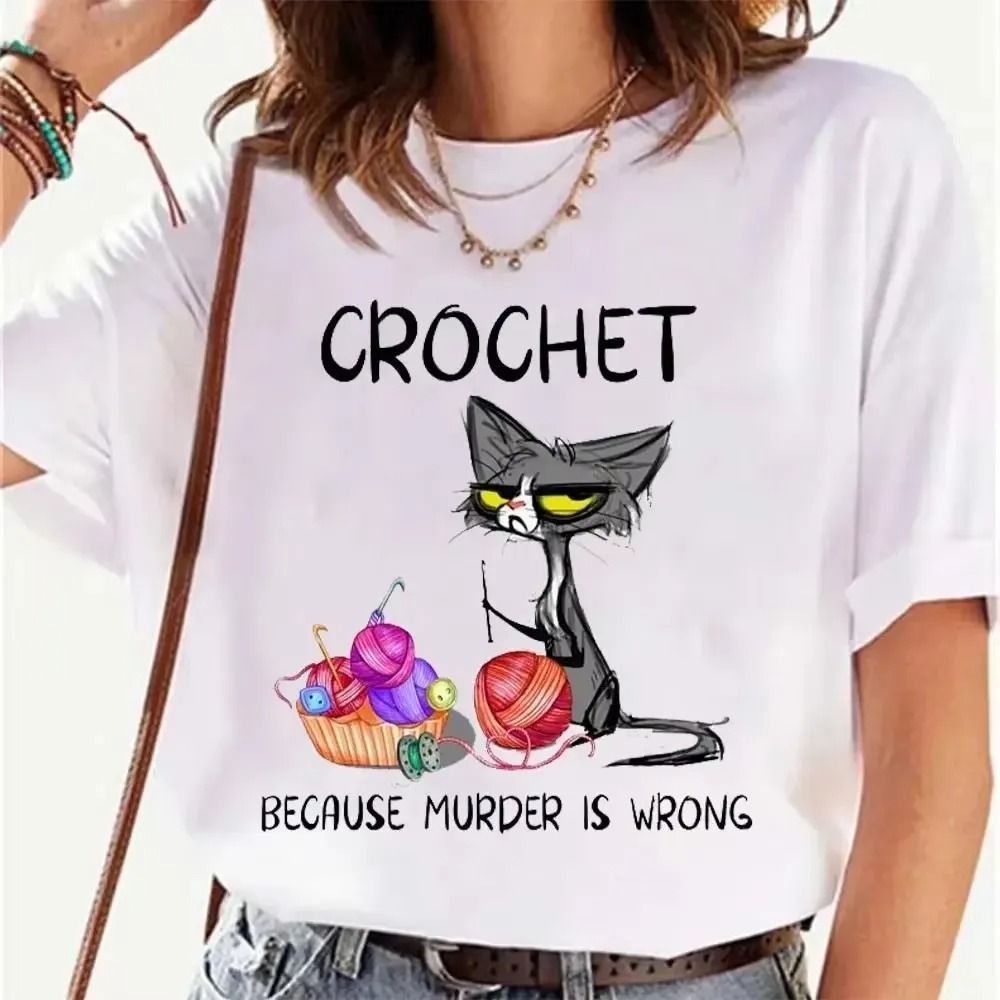 I Want Coffee T Shirt Women Funny Cat Tshirt Summer Short Sleeve Y2k Tops Fashion Hip Hop Tees Clothes_ecoleips.com