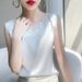 Lace Trim Round Neck Satin Camisole For Women, Unique Design, Sleeveless Blazer Inner Layer, Stylish Top_ecoleips.com