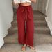Voya European And American Vacation Wide-leg For Women, Summer Thin Tie-waist Casual Pants,Loose-fitting, Drapey, Nine-inch Straight-leg Pants_ecoleips.com