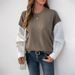 Women's Long Sleeve Striped Fake Two-Piece Sweatshirt – Stylish & Comfortable Fall/Winter Casual Top (Coffee Brown, Sizes S-XL)_ecoleips.com