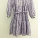 Style 2023 French Fashion Elegant Purple Striped Long Puff Sleeve Tie-Waist Shirt Dress_ecoleips.com