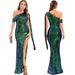 Dramatic One-Shoulder Sequin Gown - Asymmetric Backless Evening Dress With Flowing Sash (S-XL)_ecoleips.com