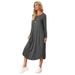 New Women's Clothing, Solid Color Knitted Side Seams In The Pockets, Curved Hem Loose Dress_ecoleips.com