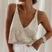 Women's Sequin V-Neck Sleeveless Camisole Top for Party Night out Versatile Styling Flattering Silhouette plus Size Clothes_ecoleips.com