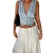 Women's Clothing Fashion Casual Denim Vest Women's Small Vest_ecoleips.com